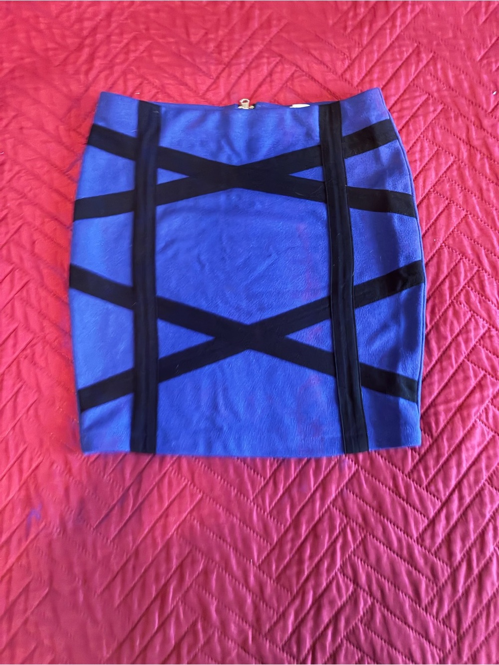 Charlotte Russe Blue and Black Geometric Bodycon Skirt